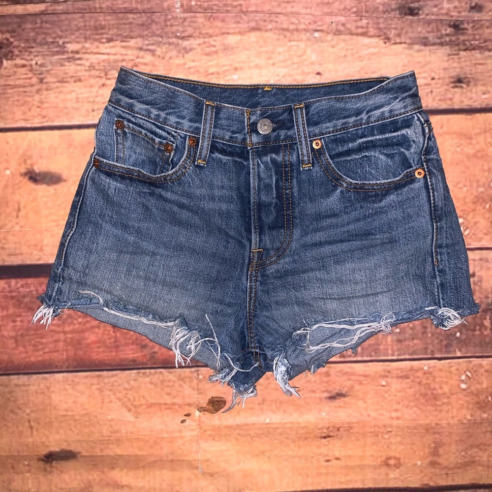 Levi’s NON Stretch 501 Jean Shorts 24” Raw Hem Px - Picture 2 of 5